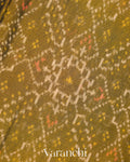 Olive Green Pure Rajkot Patola Silk Handloom Saree