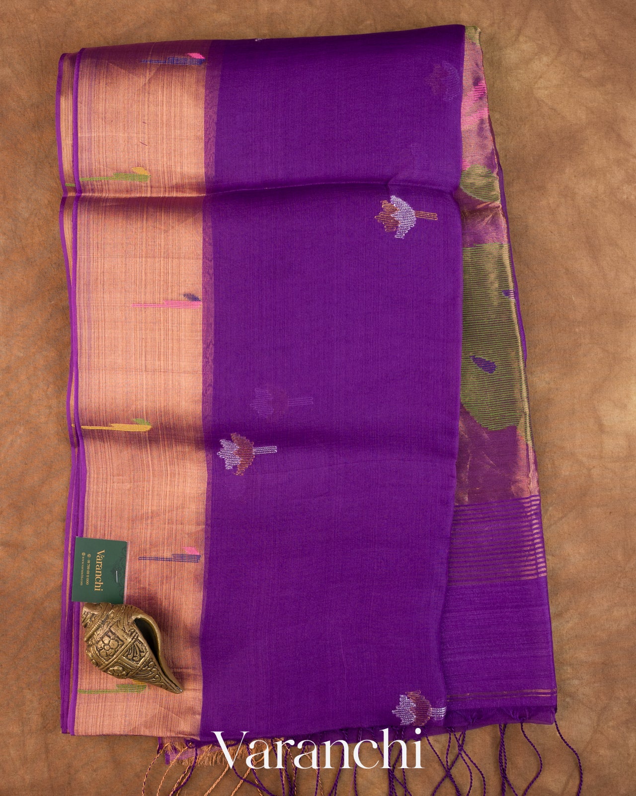 Violet Jamdani with Paithani Pallu Pure Muslin Silk Handloom Saree