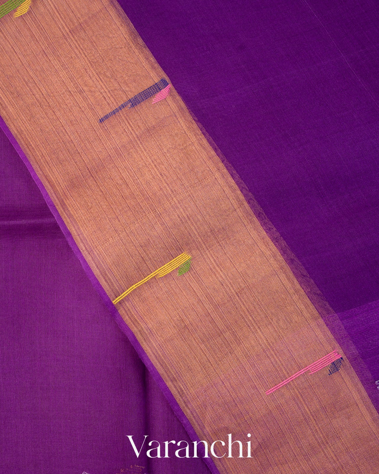 Violet Jamdani with Paithani Pallu Pure Muslin Silk Handloom Saree
