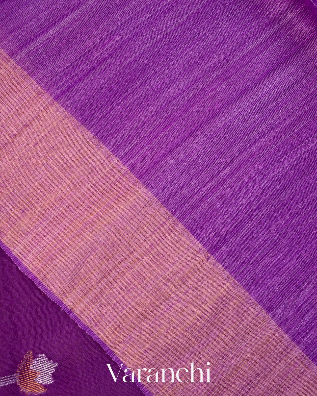 Violet Jamdani with Paithani Pallu Pure Muslin Silk Handloom Saree