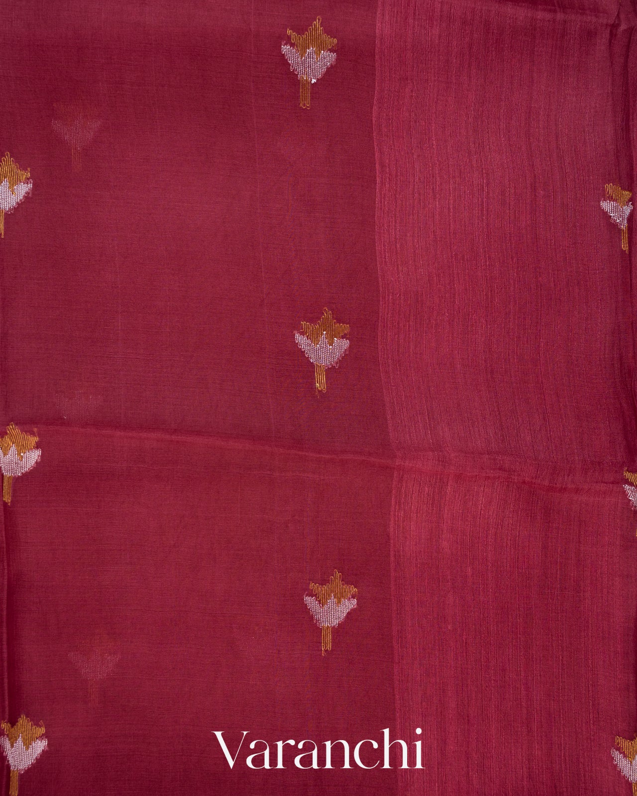 Wine Red Jamdani with Paithani Pallu Pure Muslin Silk Handloom Saree