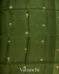 Mehandi Green Jamdani with Paithani Pallu Pure Muslin Silk Handloom Saree