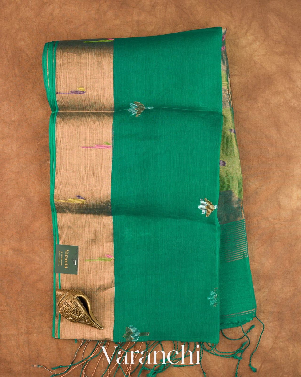 Turquoise Green Jamdani with Paithani Pallu Pure Muslin Silk Handloom Saree