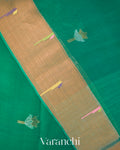 Turquoise Green Jamdani with Paithani Pallu Pure Muslin Silk Handloom Saree
