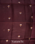 Dark Brown Jamdani Pure Muslin Silk Handloom Saree