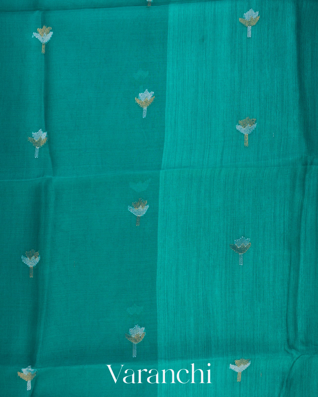 Turquoise Blue Jamdani with Paithani Pallu Pure Muslin Silk Handloom Saree