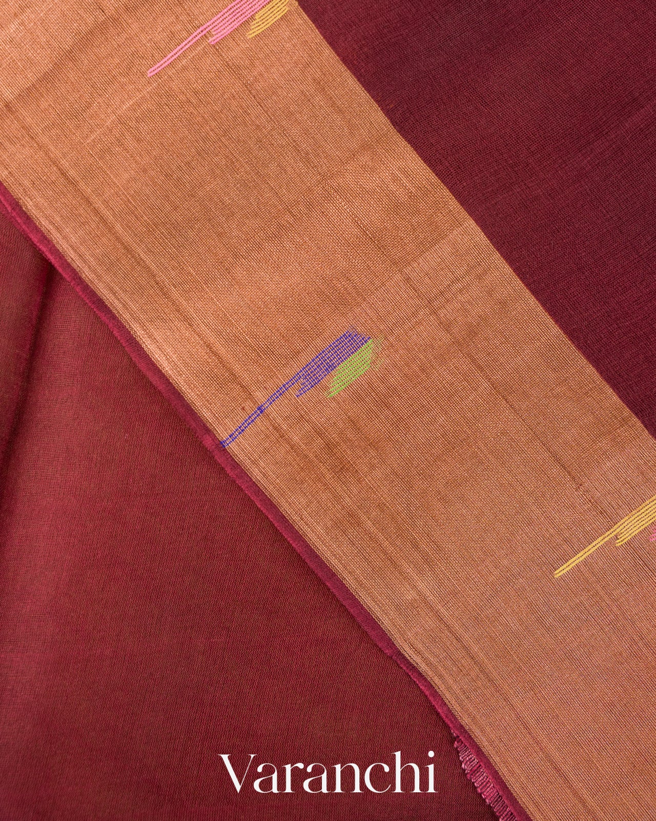 Maroon Jamdani with Paithani Pallu Pure Muslin Silk Handloom Saree