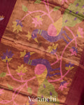 Maroon Jamdani with Paithani Pallu Pure Muslin Silk Handloom Saree