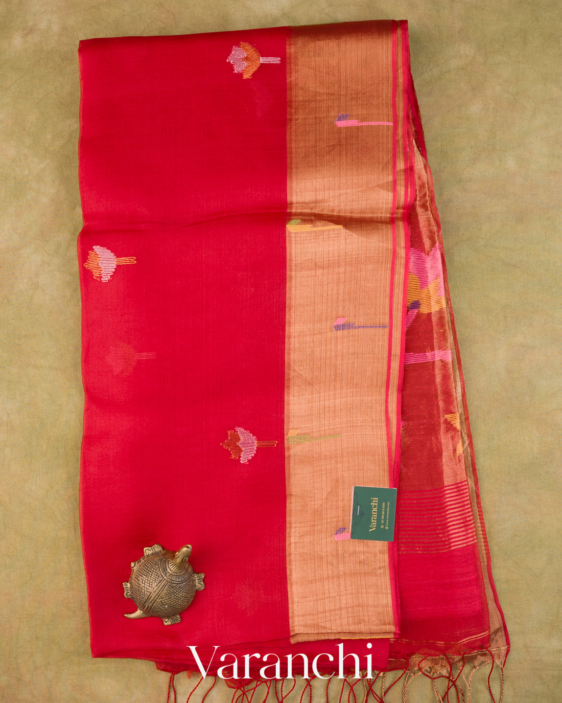 Bright Red Jamdani with Paithani Pallu Pure Muslin Silk Handloom Saree