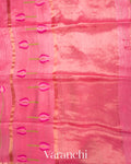 Rose Pink Lotus Jamdani Pure Silk Linen Handloom Saree