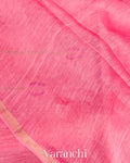 Rose Pink Lotus Jamdani Pure Silk Linen Handloom Saree