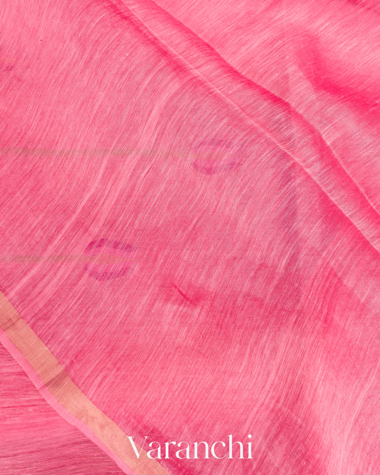 Rose Pink Lotus Jamdani Pure Silk Linen Handloom Saree