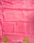 Rose Pink Lotus Jamdani Pure Silk Linen Handloom Saree