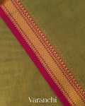 Olive Green Pure Maheshwari Silk Cotton Handloom Saree