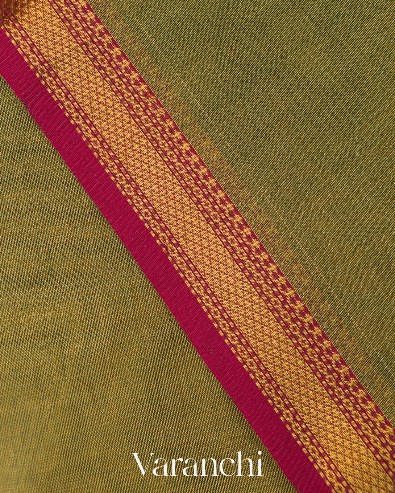 Olive Green Pure Maheshwari Silk Cotton Handloom Saree