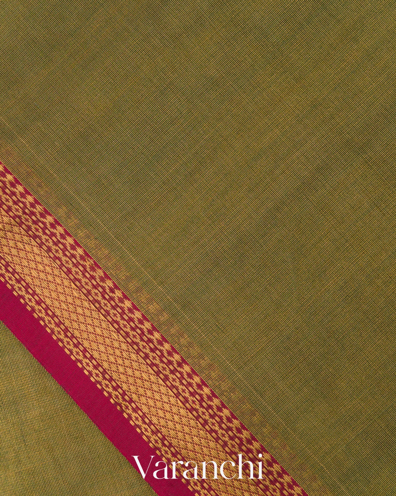 Olive Green Pure Maheshwari Silk Cotton Handloom Saree
