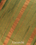 Olive Green Pure Maheshwari Silk Cotton Handloom Saree