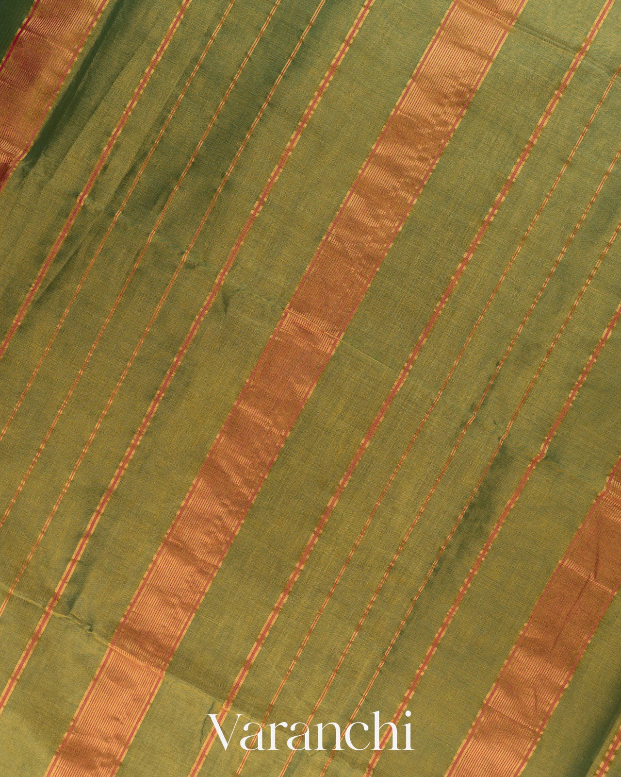 Olive Green Pure Maheshwari Silk Cotton Handloom Saree