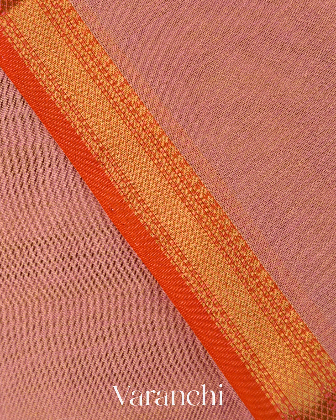 Rose Pink Striped Pure Maheshwari Silk Cotton Handloom Saree