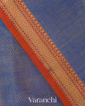 Ink Blue Pure Maheshwari Silk Cotton Tissue Handloom Saree
