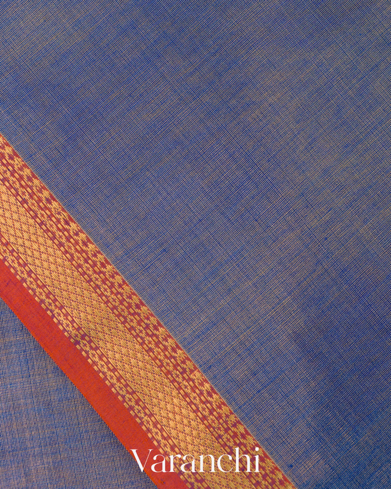 Ink Blue Pure Maheshwari Silk Cotton Tissue Handloom Saree