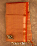 Rust Orange Pure Maheshwari Silk Cotton Handloom Saree