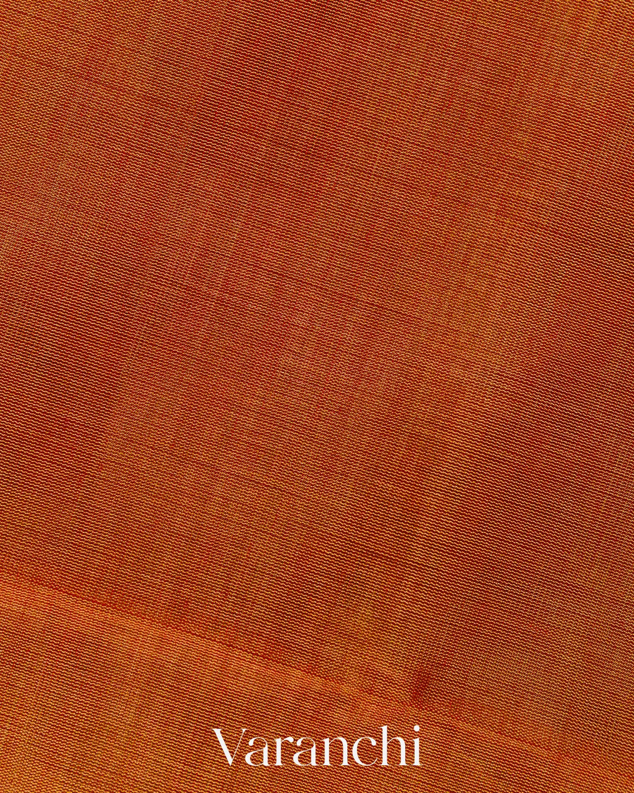 Rust Orange Pure Maheshwari Silk Cotton Handloom Saree