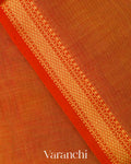 Rust Orange Pure Maheshwari Silk Cotton Handloom Saree