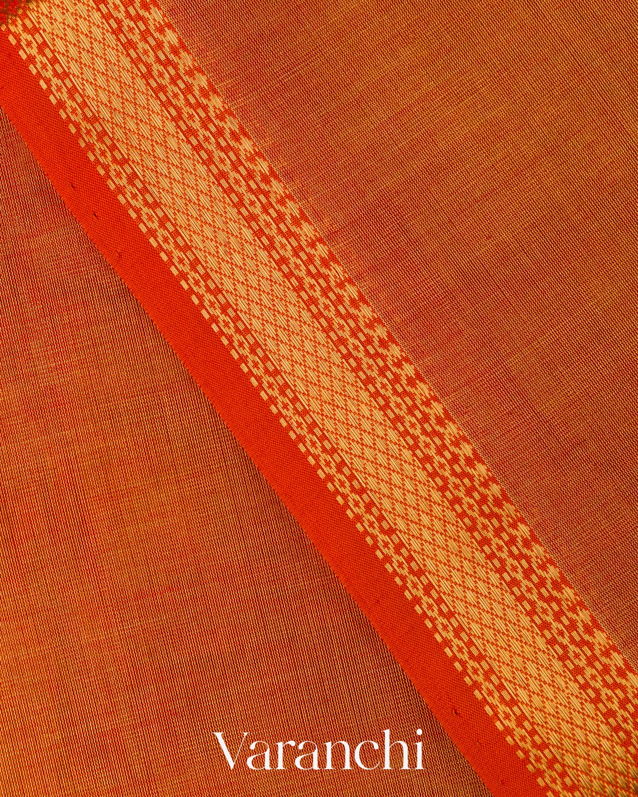 Rust Orange Pure Maheshwari Silk Cotton Handloom Saree