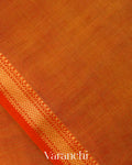 Rust Orange Pure Maheshwari Silk Cotton Handloom Saree