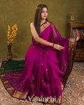 Magenta Pure Maheshwari Silk Cotton Handloom Saree