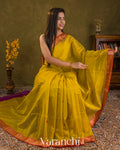 Mustard Yellow Pure Maheshwari Silk Cotton Handloom Saree