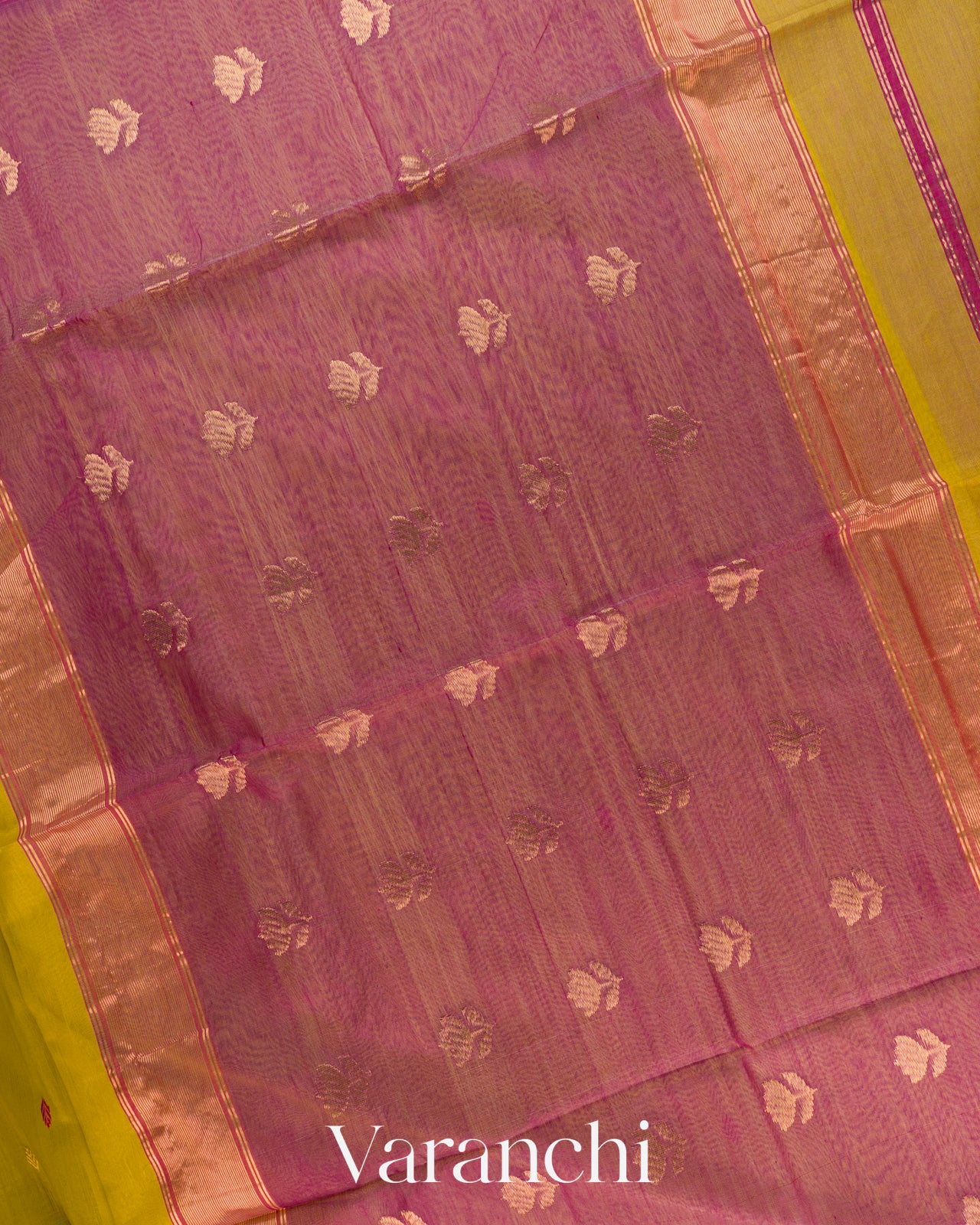 Mustard Yellow Pure Maheshwari Silk Cotton Handloom Saree