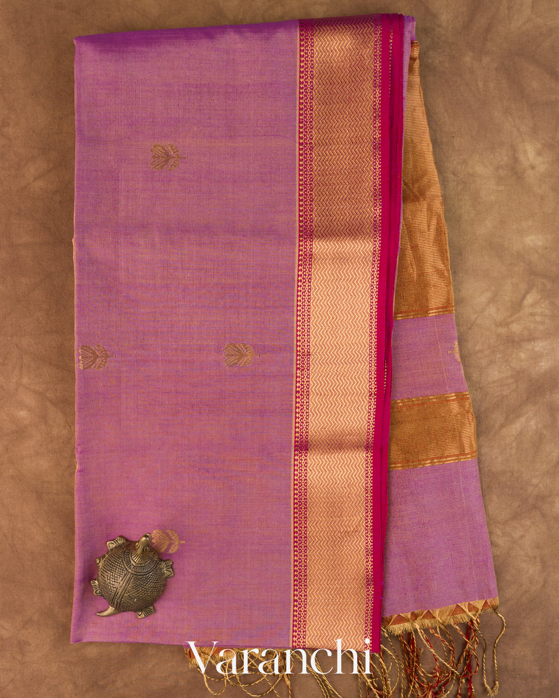 Lavender Pure Maheshwari Silk Cotton Handloom Saree