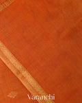 Rust Orange Pure Maheshwari Silk Cotton Handloom Saree