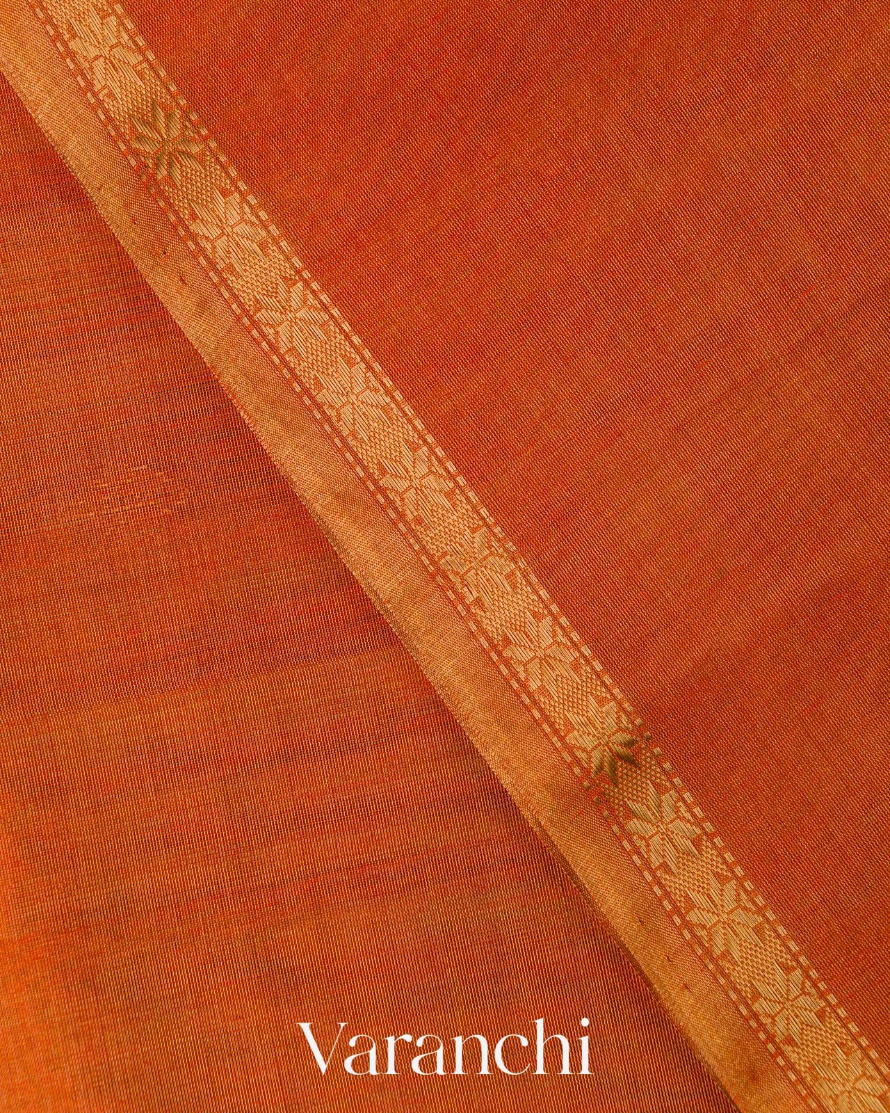 Rust Orange Pure Maheshwari Silk Cotton Handloom Saree