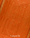 Rust Orange Pure Maheshwari Silk Cotton Handloom Saree