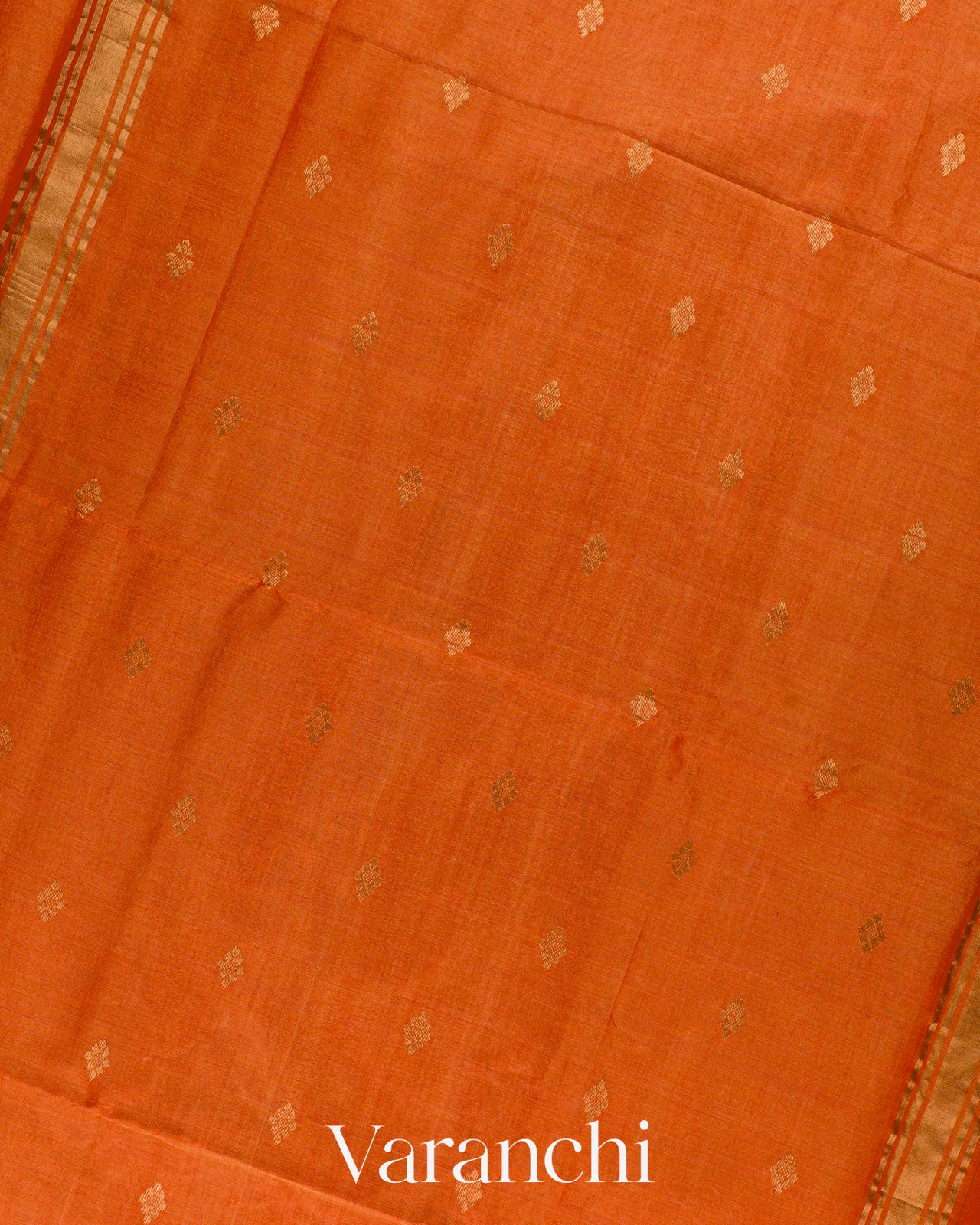 Rust Orange Pure Maheshwari Silk Cotton Handloom Saree
