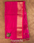 Rani Pink Striped Pure Maheshwari Silk Cotton Handloom Saree