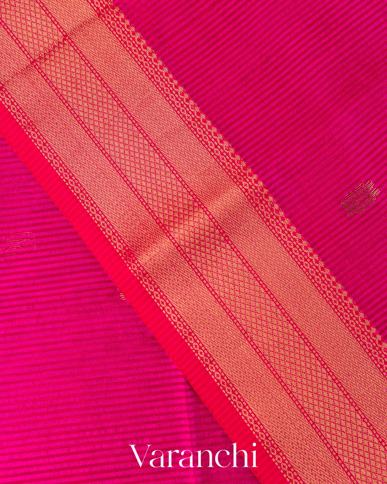 Rani Pink Striped Pure Maheshwari Silk Cotton Handloom Saree