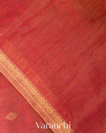 Coral Red Pure Maheshwari Silk Cotton Handloom Saree