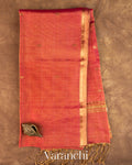 Coral Red Pure Maheshwari Silk Cotton Handloom Saree