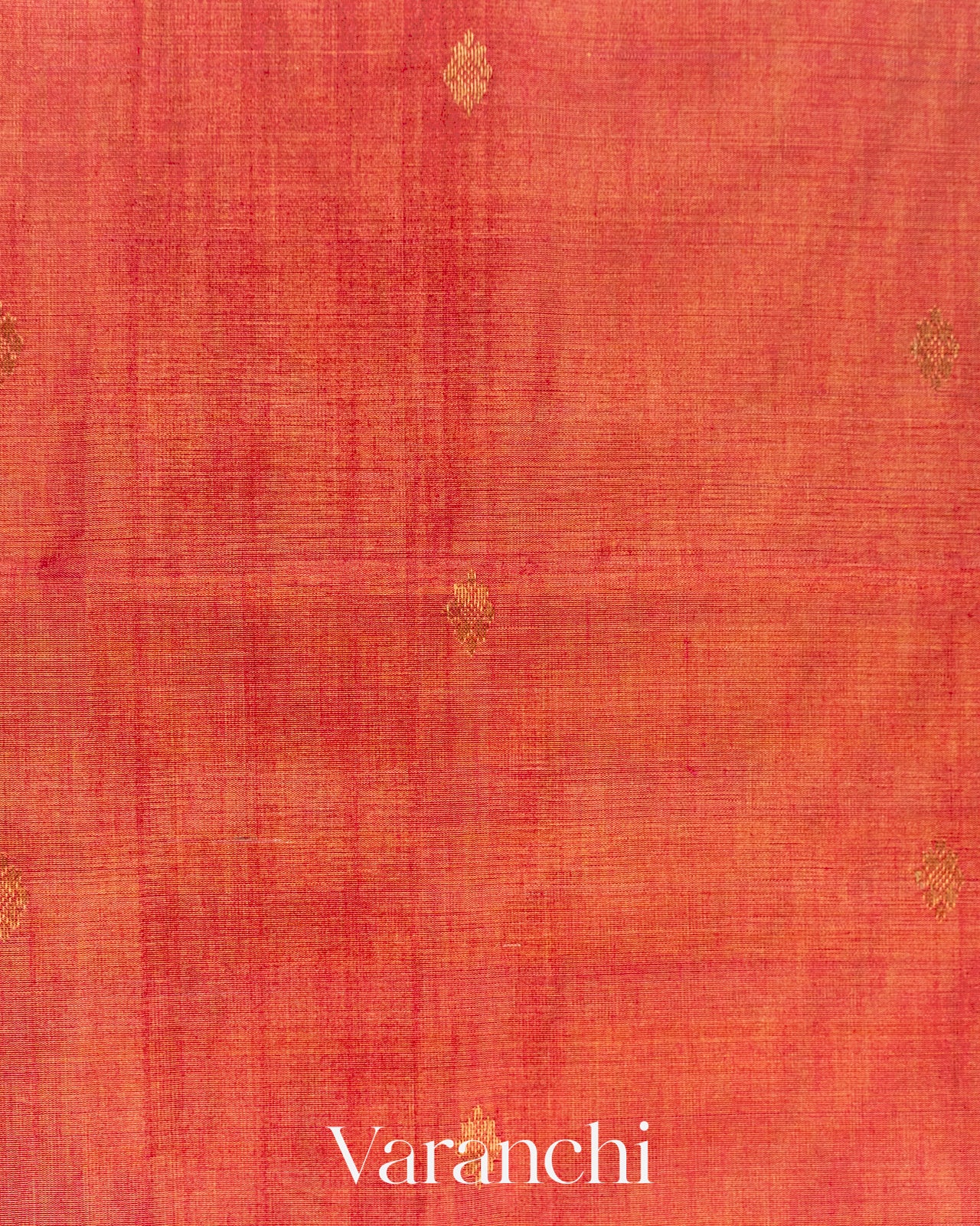 Coral Red Pure Maheshwari Silk Cotton Handloom Saree
