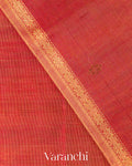 Coral Red Pure Maheshwari Silk Cotton Handloom Saree