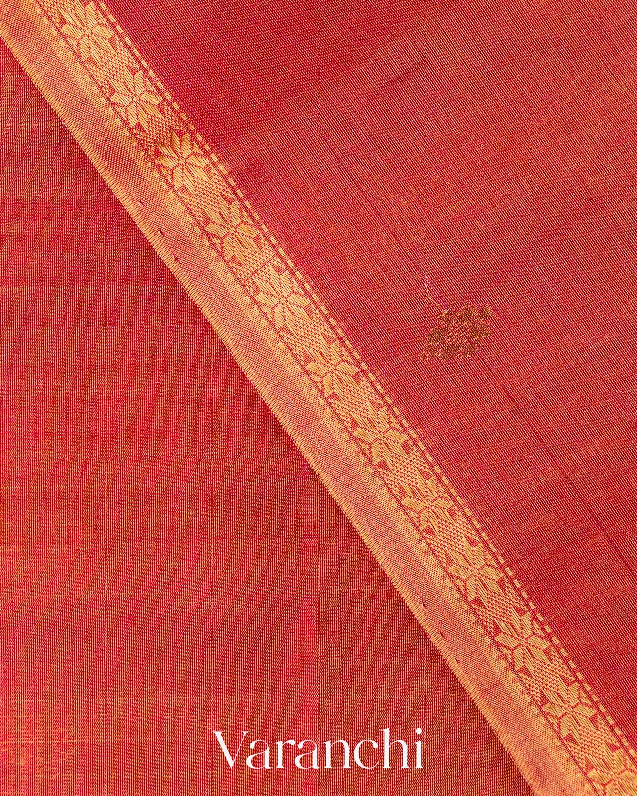 Coral Red Pure Maheshwari Silk Cotton Handloom Saree