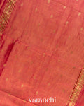 Coral Red Pure Maheshwari Silk Cotton Handloom Saree