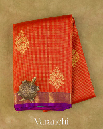 Orange Vaira Oosi Pure Kanchipuram Silk Handloom Saree