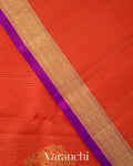 Tomato Orange Pure Kanchipuram Silk Handloom Saree