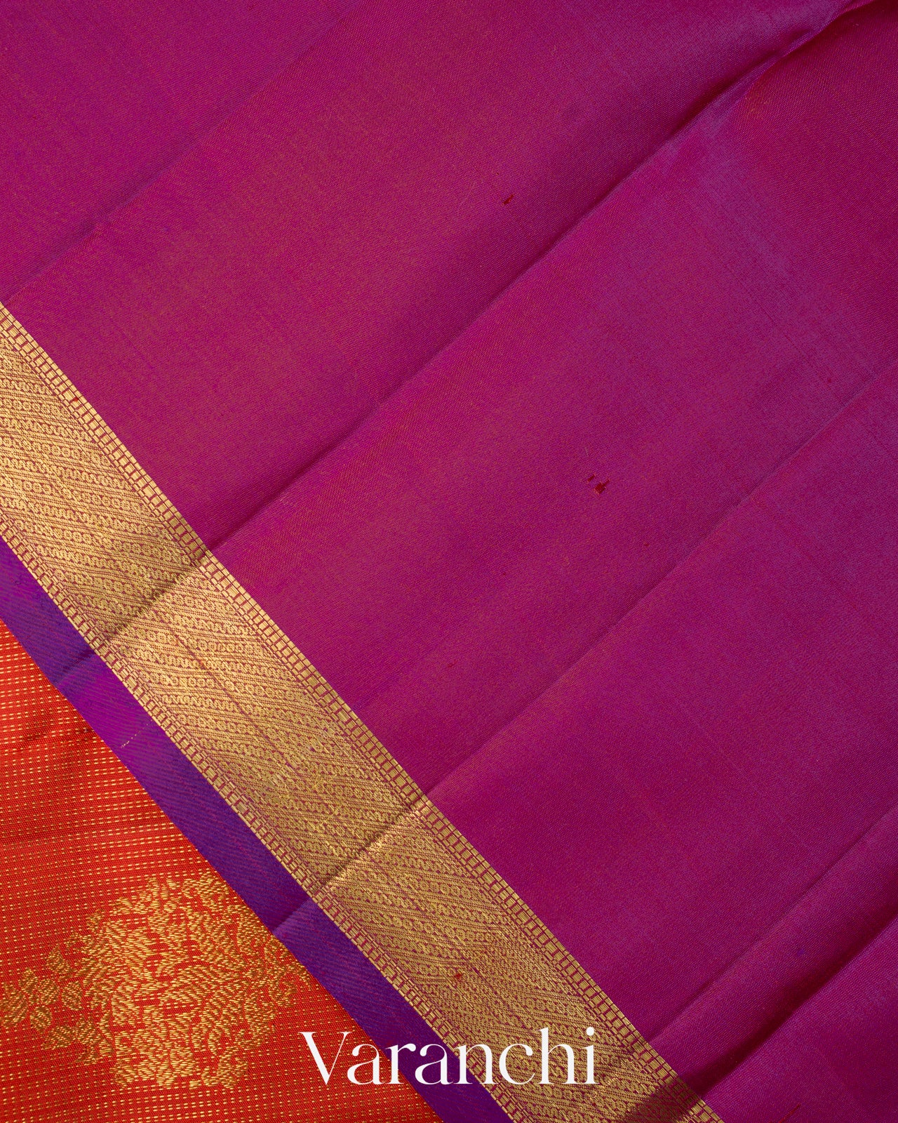 Tomato Orange Pure Kanchipuram Silk Handloom Saree
