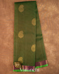 Bottle Green Vaira Oosi Pure Kanchipuram Silk Handloom Saree
